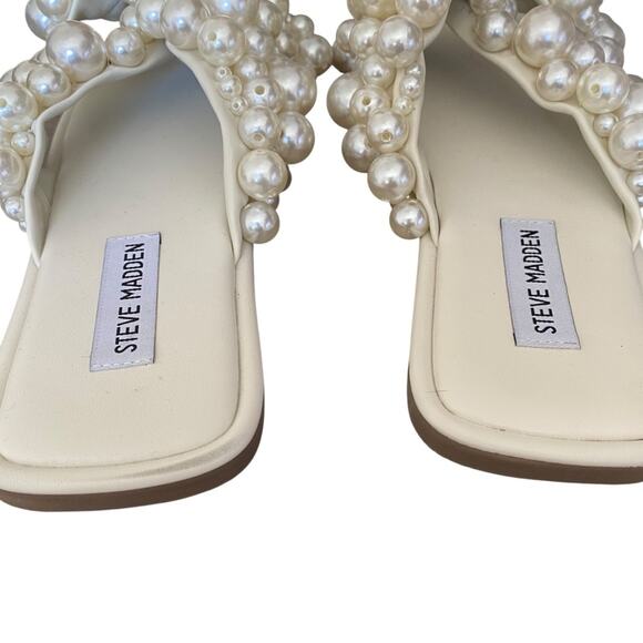 Steve Madden NWOB Duri Pearl Rhinestone Embellished Wedding Bridal Sandals 8.5 - Picture 7 of 10